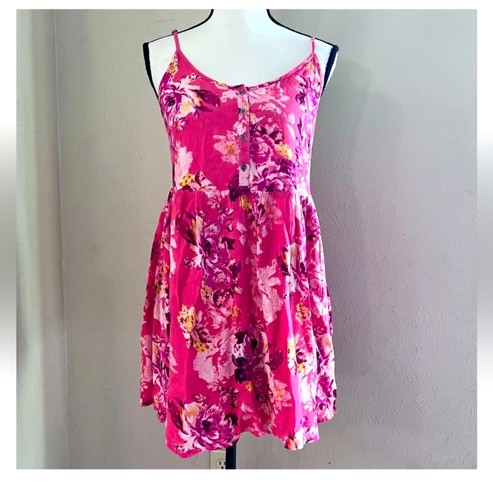 Billabong coral floral spaghetti strap mini dress